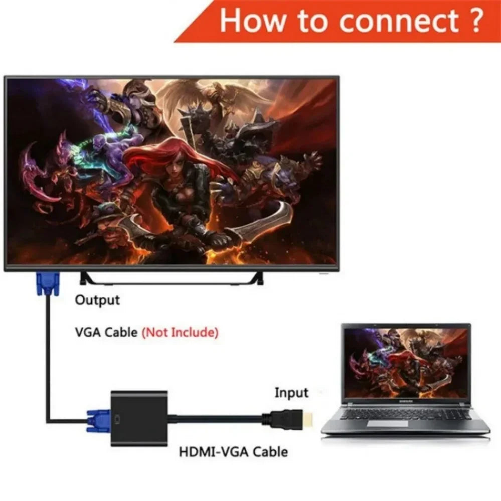 HDMI to VGA Adapter Cable For Projector DTV TV HDVD Laptop DP Male to VGA Female Converter Adapter Cable