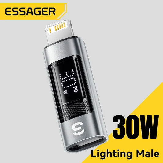 Essager Type C to Lighting OTG Adapter Digital Display Fast Charging Type-C Female To Lightning Male Connector For iPhone 15 14