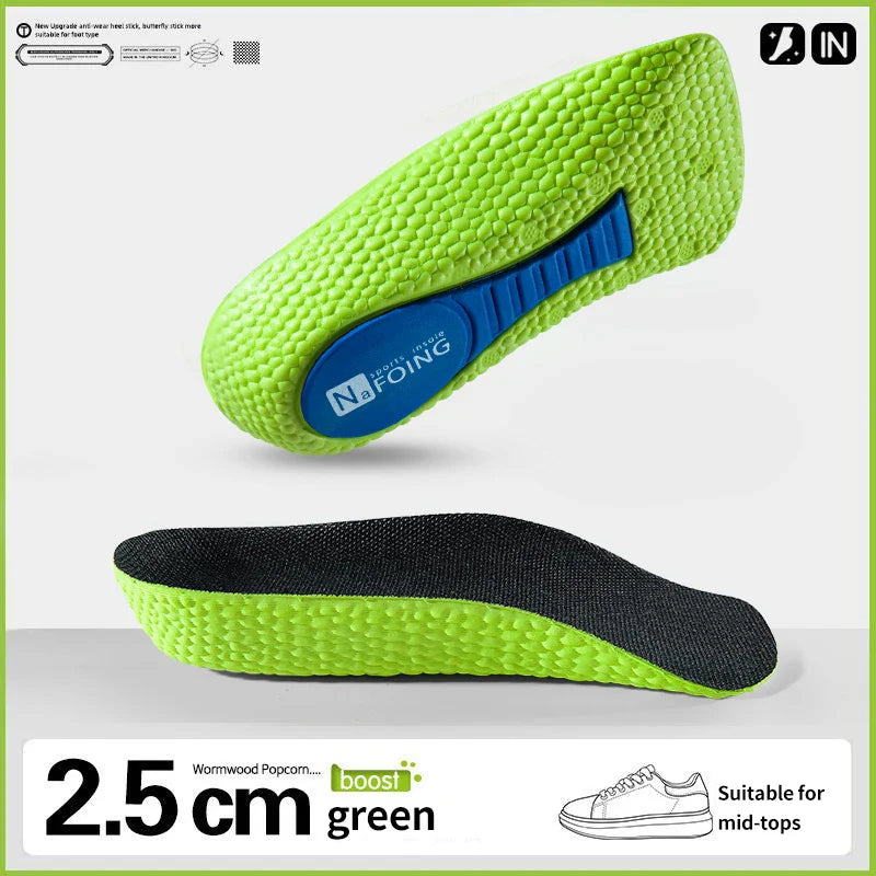 Memory Foam Height Increase Insoles for Men Women Shoes Flat Feet Arch Support Orthopedic Insoles Sneakers Heel Lift Shoe Pads