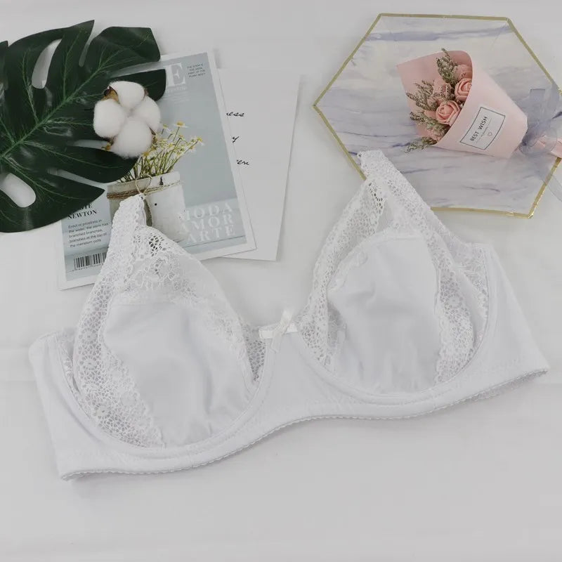 Beauwear Women Floral Lace Bras Perspective Underwire Bra Sexy Lingerie Plus Size Bralette Large Cup 36-46 E