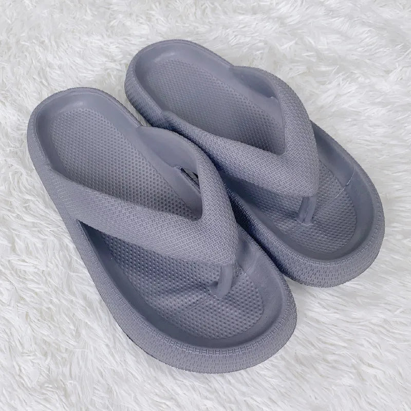 Rimocy Soft Sole EVA Women's Flip Flops 2023 Summer Beach Non-slip Cloud Slippers Women Thick Platform Clip Toe Bathroom Slides