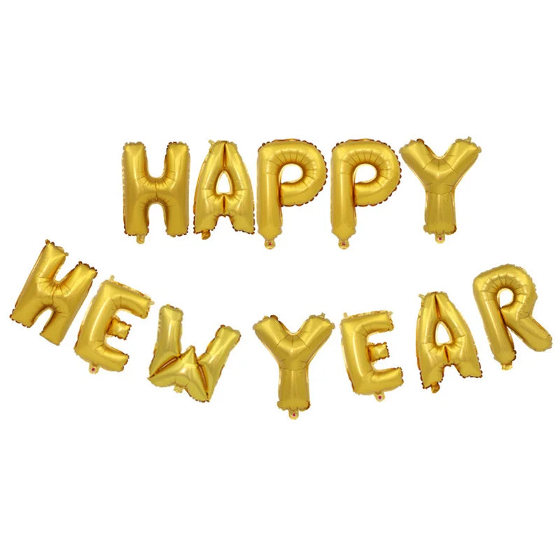Happy New Year 2025 Balloons Gold Number 2025 Foil Balloons Happy New Year Letters Balloon Banner Gold New Years Eve Party Decor