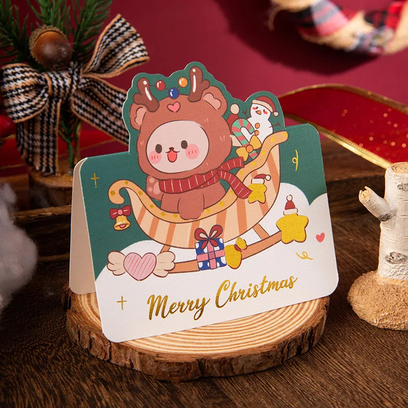 10pcs MIX Merry Christmas Greeting Card Santa Claus Snowman Custom Blank Cards Christmas Party Invitation Card New Year Gifts