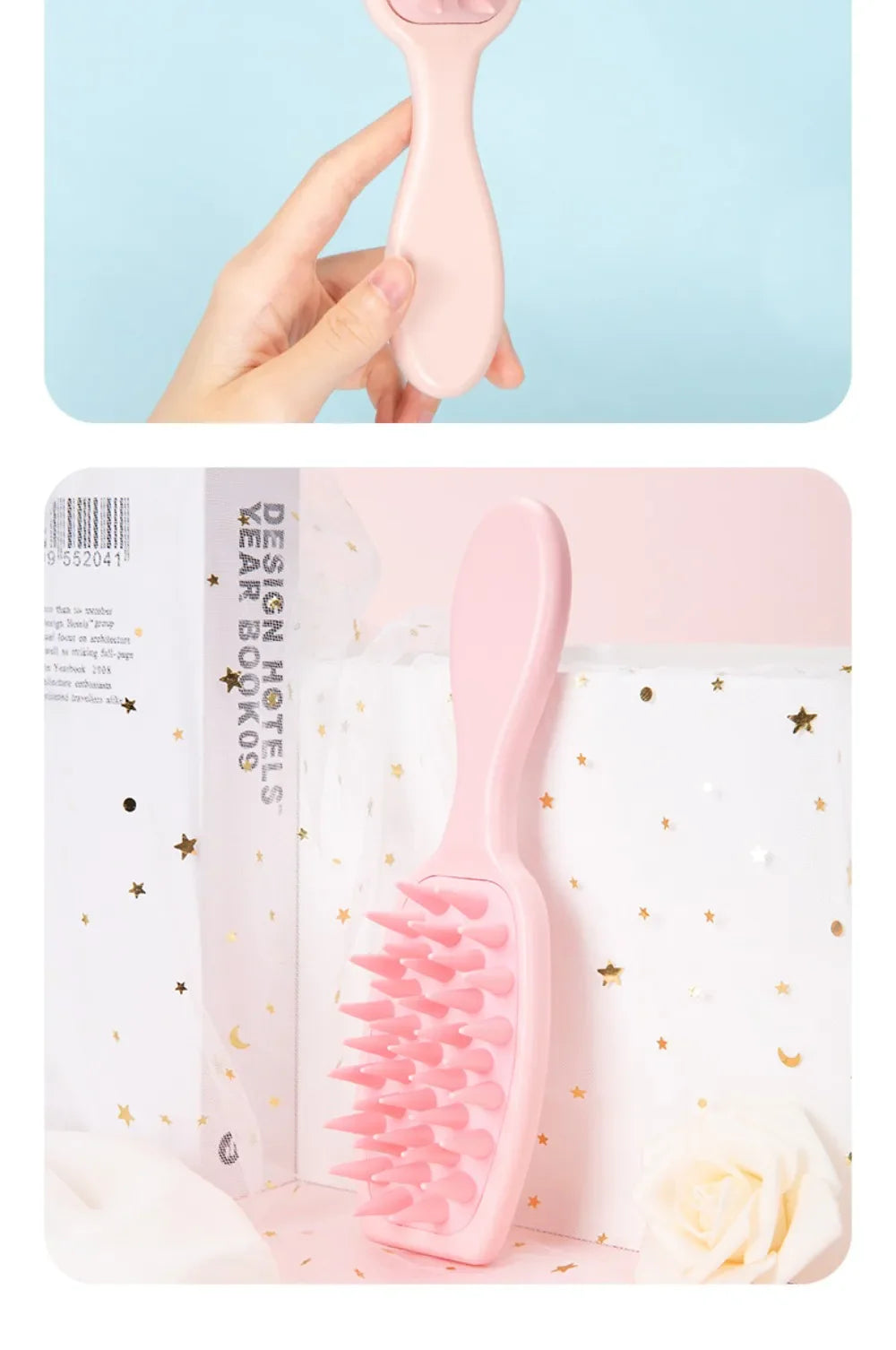 Silicone Shampoo Brush Scalp Massage Brush Head Washing Comb Long Handle Hair Massager Bath Brush Body Scrubber Hair Accessories