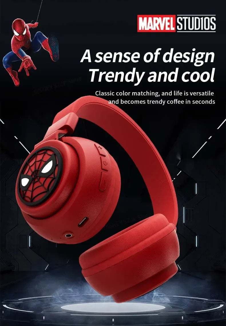 Disney Headphones Foldable HIFI Sound Bluetooth Headsets Spider-Man Series Wireless Earphones Bluetooth for Kids Anime Cartoon
