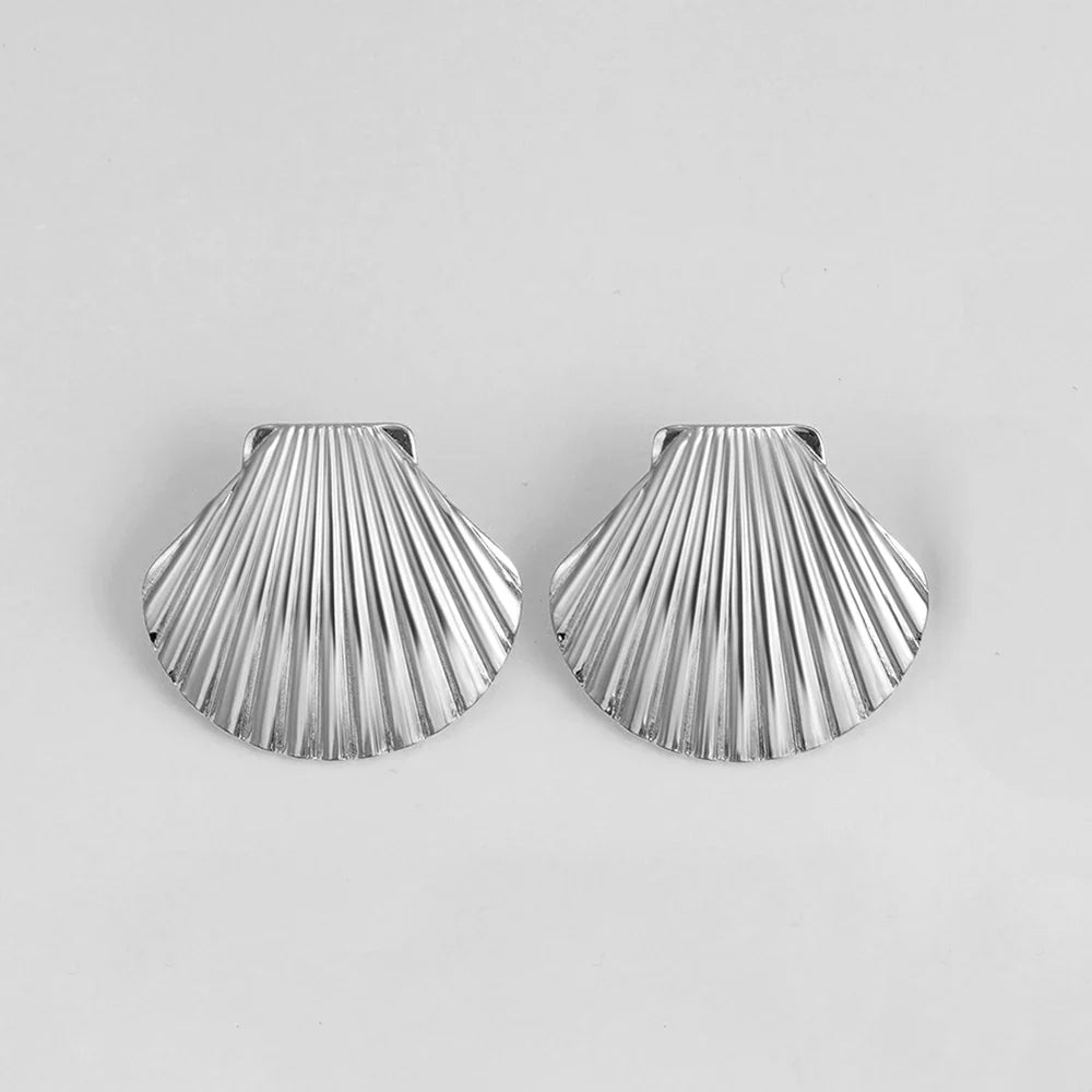 Vintage Stainless Steel Gold Plated Texture Snail Conch Shell Earrings for Women CZ Zircon Starfish Earring Beach Jewelry Gifts