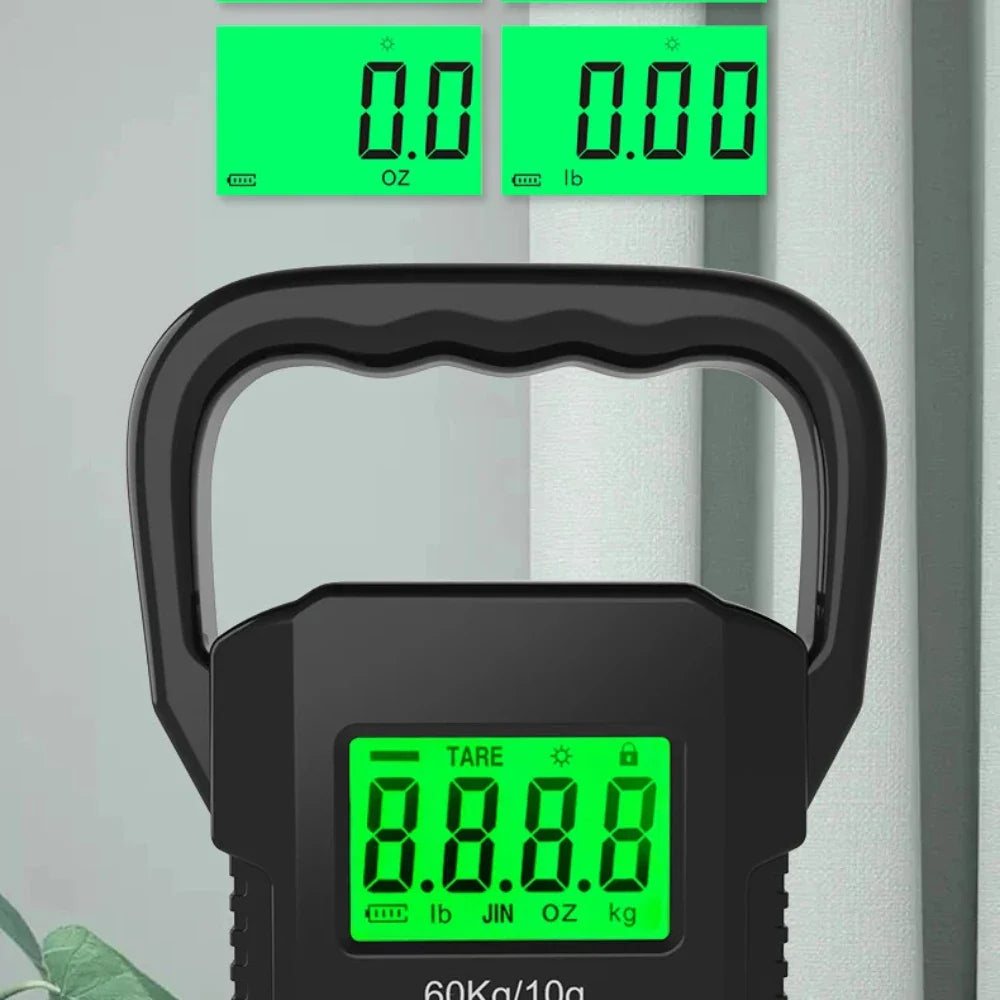 Digital Weight Scale 60kg 10g Electronic Luggage Hanging Scale USB Charging LCD Fishing Weighing Balance