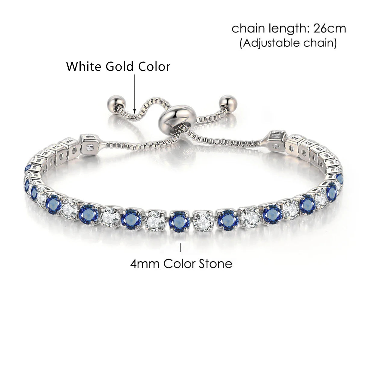 Adjustable Multicolor Tennis Bracelets for Women Ladies Wedding Rainbow Colorful Zircon Charm Bracelet Hand Chain Jewelry DZH043