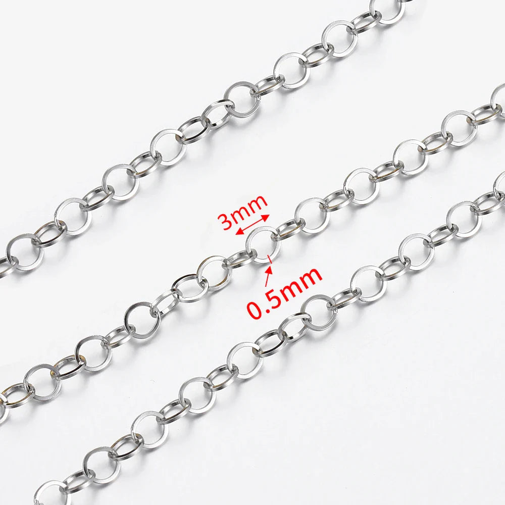 No Fade 2Meters Stainless Steel Chains for Jewelry Making DIY Necklace Bracelet Accessories Gold Chain Lips Beads Beaded Chain
