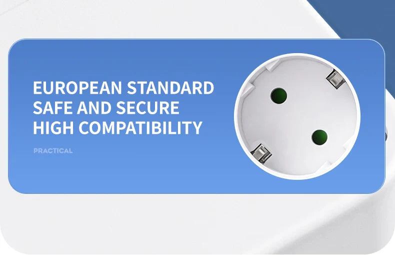 EU Plug Power Strip with 3 AC Outlets +2 USB Ports+ 1 Type C, 6-in-1 Plug Socket Adapter Wall Charger for Home Office
