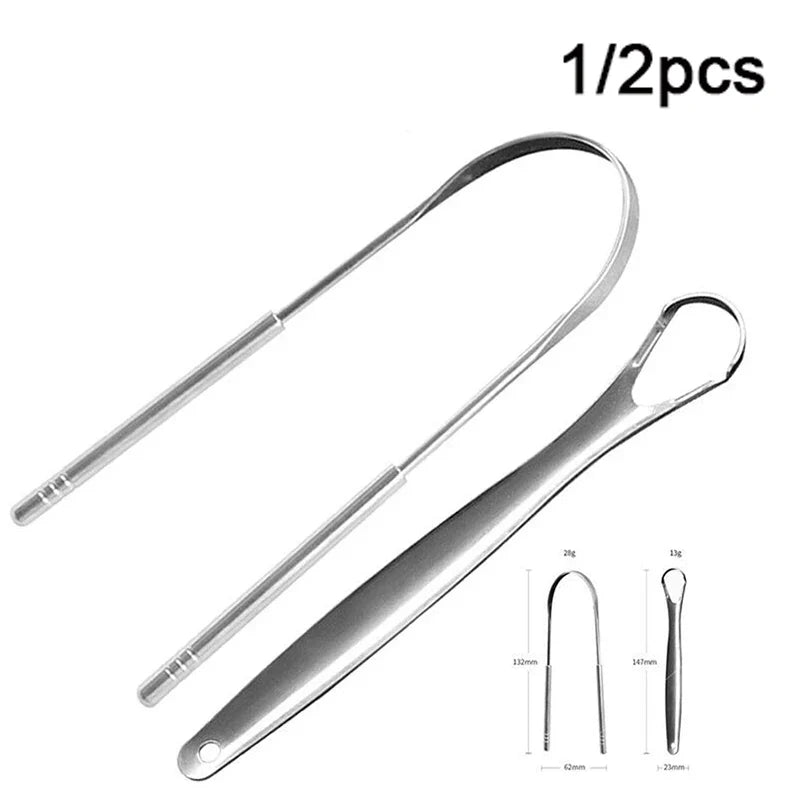 Oral Tongue Cleaner Stainless Steel U Type Tongue Scraper Brush Cleaning Coated Tongue Toothbrush Oral Hygiene Care Tools