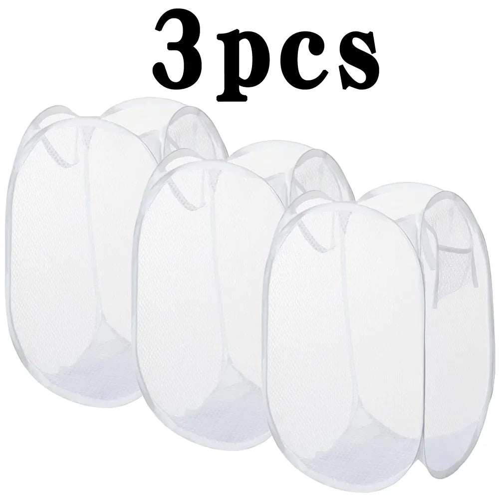 1/3Pcs Dirty Clothes Basket Skeleton Ventilated Foldable Easy Storage Portable Large Capacity Clothes Basket