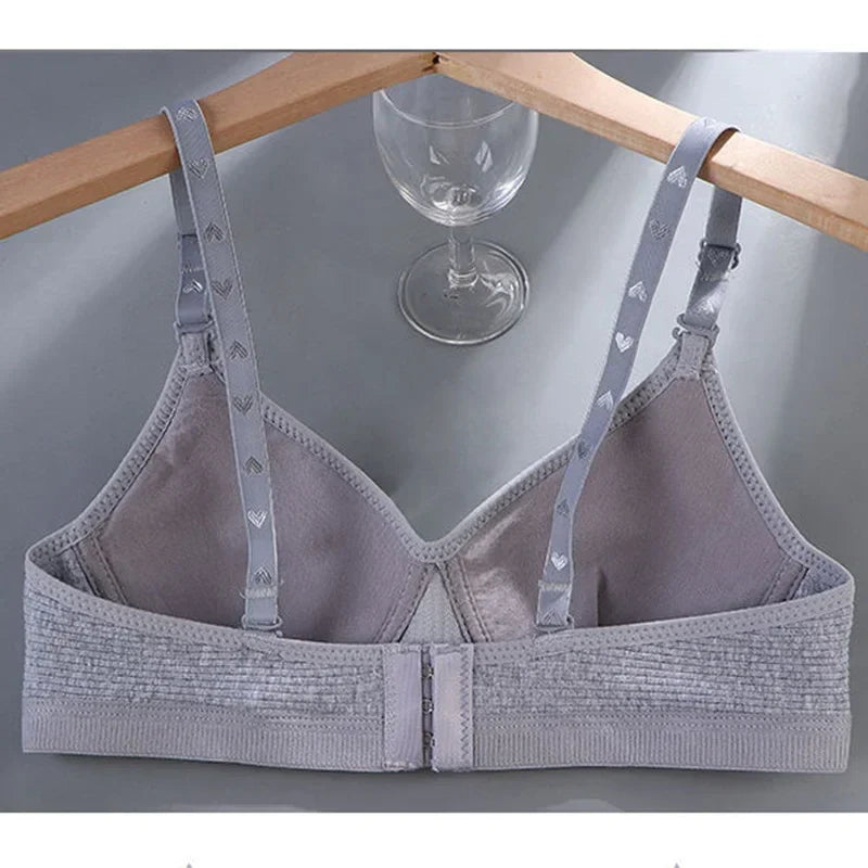Cotton Women's AB cup Bra Underwear Wireless Gathering Comfortable V-Bra Women's Upward Push Underwear