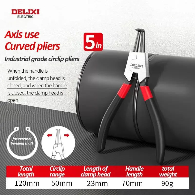 DELIXI ELECTRIC 5-In Circlip Pliers,Needle nose Pliers,Retaining Ring Pliers,for Removing Installing Puller Locking Rings Shafts