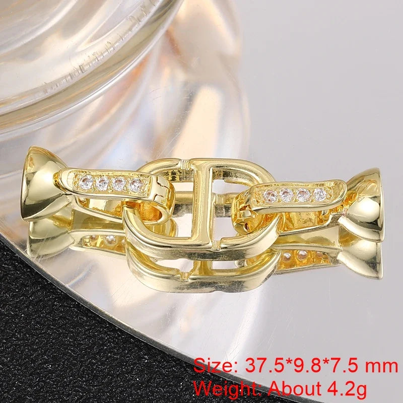 Juya Handmade 18K Gold Silver Plated Fastener Bail Connector Clasps Accessories For Needlework Pearls Beads Jewelry Making