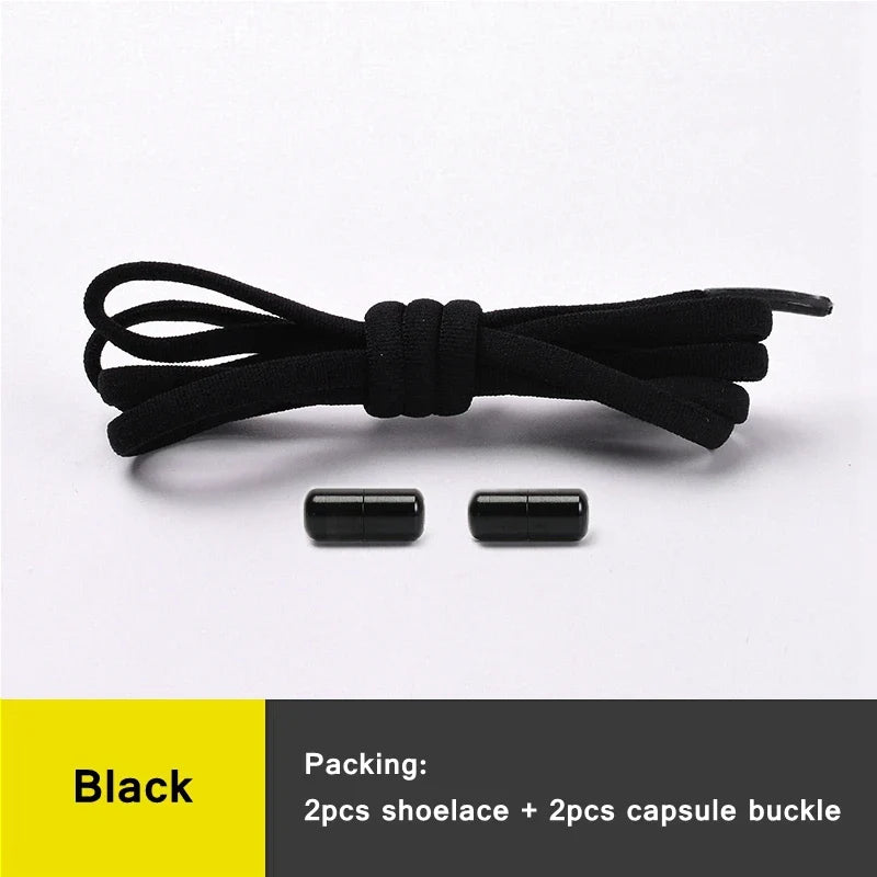 21 Colors No Tie Shoelaces Round Color Metal Lock Elastic Shoelace General For Children And Adults Sneakers Lazy Laces Unisex