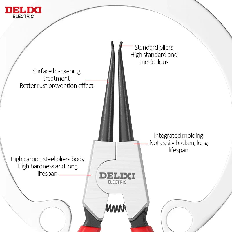 DELIXI ELECTRIC 5-In Circlip Pliers,Needle nose Pliers,Retaining Ring Pliers,for Removing Installing Puller Locking Rings Shafts