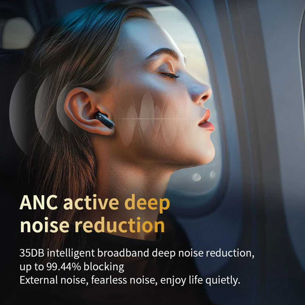 New Full Touch Screen Headphones ANC Bluetooth 5.4 Noise Cancelling Earphones HiFi Stereo Wireless In-Ear ENC Earbuds With Mic