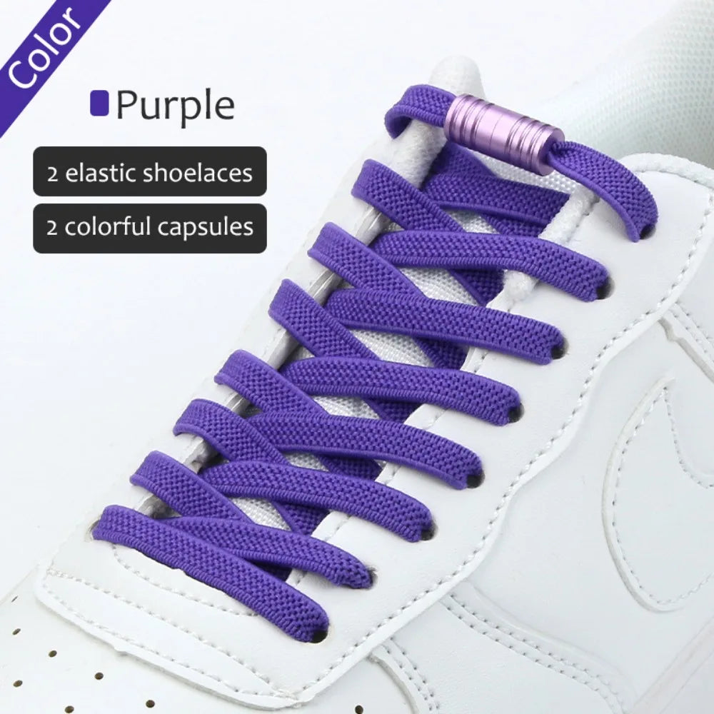 1Pair Elastic Tieless Shoelaces Shoe Laces No Tie Shoelace for Kids and Adult Sneakers Quick Lazy Metal Lock Laces Shoe Strings