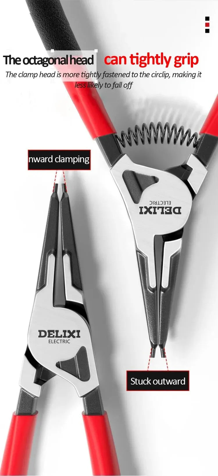 DELIXI ELECTRIC 5-In Circlip Pliers,Needle nose Pliers,Retaining Ring Pliers,for Removing Installing Puller Locking Rings Shafts