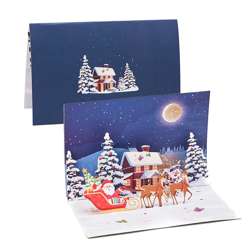 Merry Christmas Greeting Cards Handmade Christmas Gift Postcard With Envelope Snowman Elk Xmas Party New Year Thanksgiving Gifts