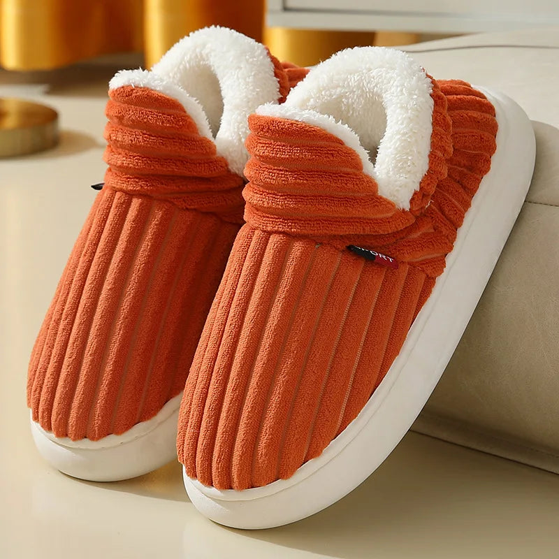 Litfun New Fur Slippers For Women Men Winter Furry Fashion Warm Ankles Plush Cozy Slides For Home Indoor Soft Sole Cotton Shoes