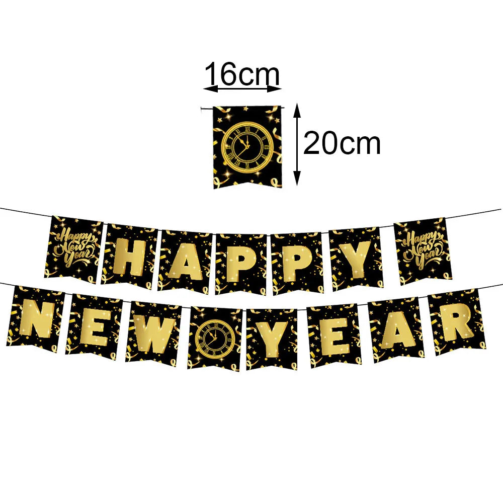 Happy New Year 2025 Balloons Gold Number 2025 Foil Balloons Happy New Year Letters Balloon Banner Gold New Years Eve Party Decor
