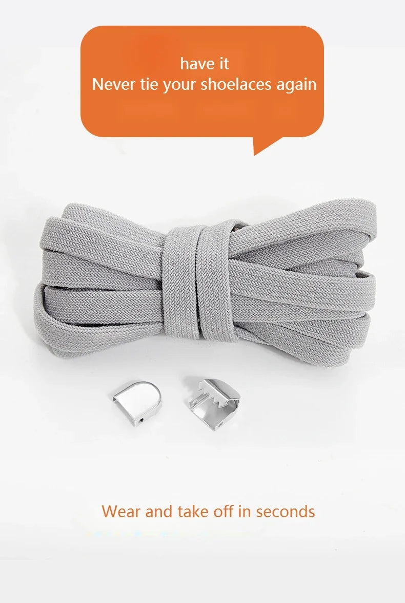 Flat Elastic Shoe Laces Sneakers No Tie Shoelaces for Shoes Tennis Quick Shoelace Clips Without Ties Shoe Accessories Kids Adult