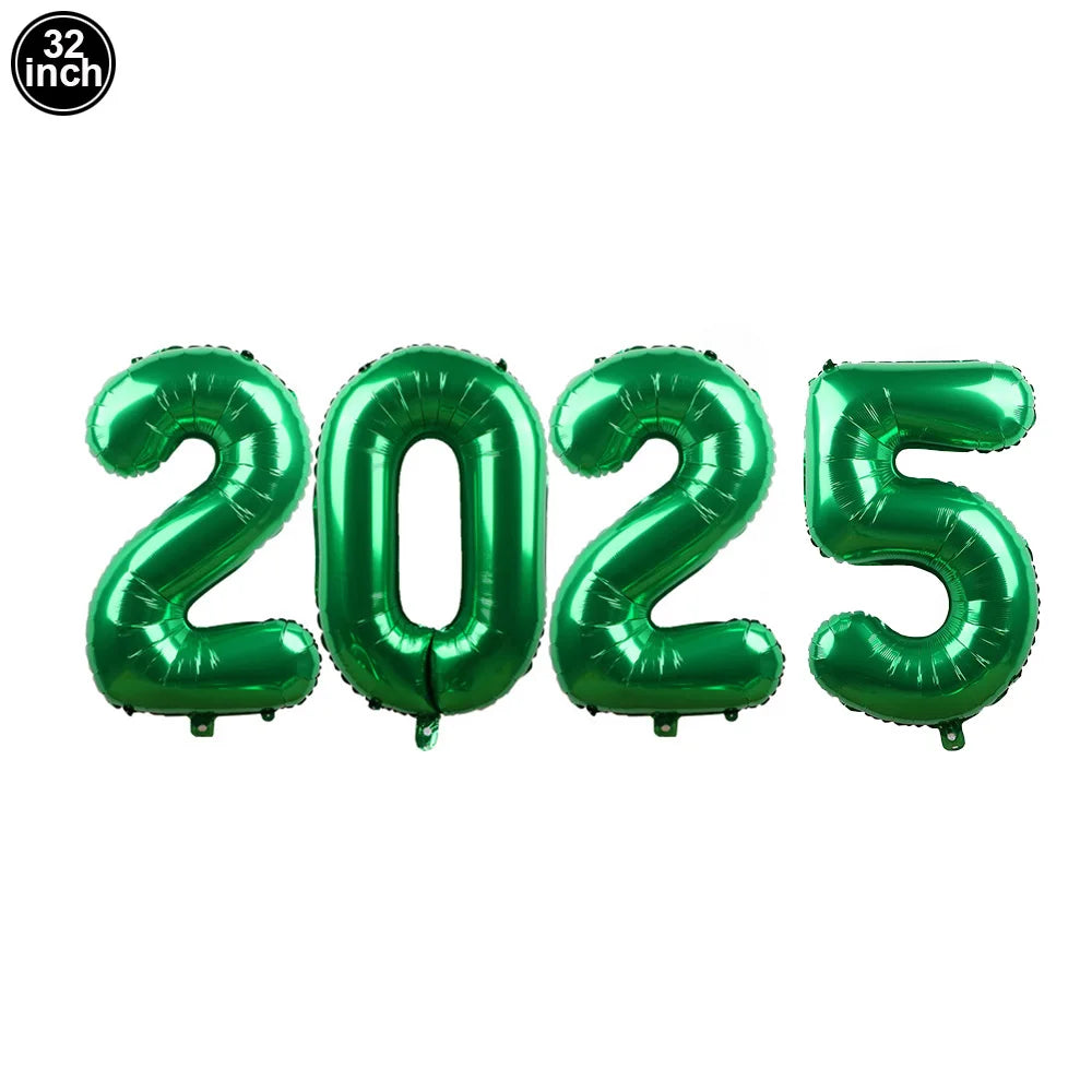 Happy New Year 2025 Balloons Gold Number 2025 Foil Balloons Happy New Year Letters Balloon Banner Gold New Years Eve Party Decor