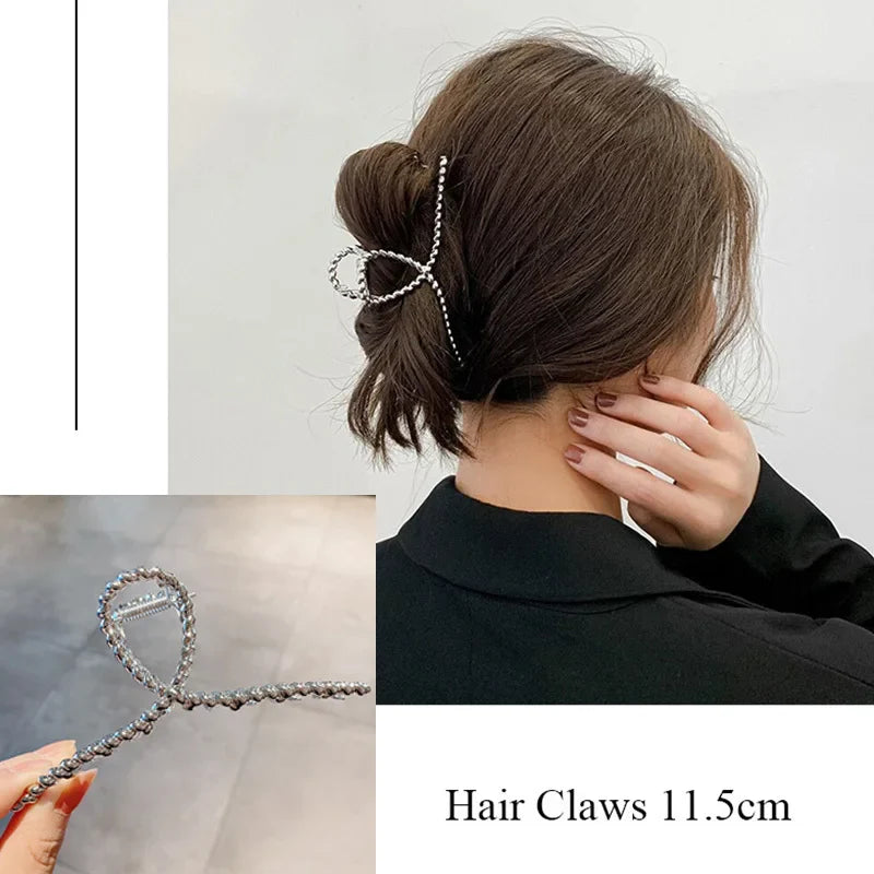 Fashion Metal Hair Claw For Women Gold Silver Color Cross Crab Hair Clip Korean Elegant Geometric Hairpin Girl Hair Accessories