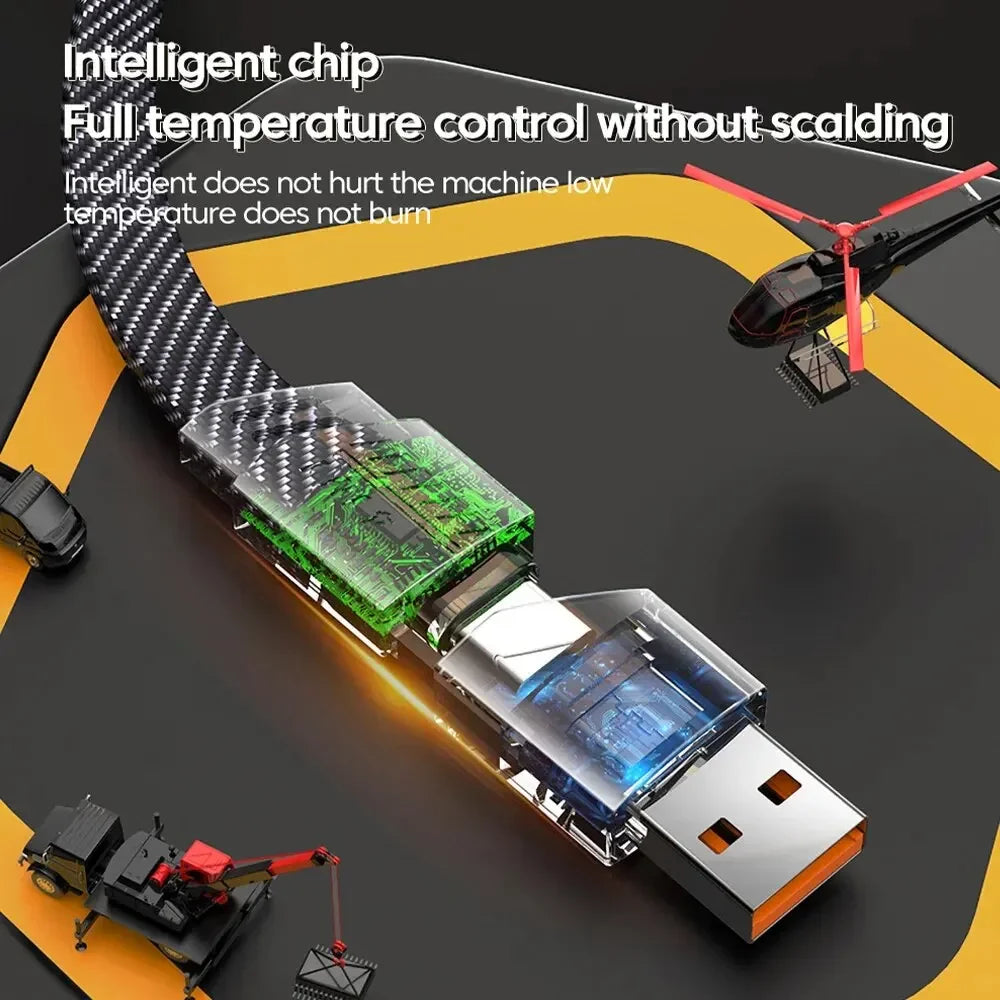 4 in 1 PD 65W 27W USB Cable Type C Dual Connector Lighting Mecha Style Fast Charging USB C Cable For iPhone 15 Samsung Xiaomi