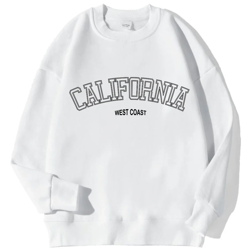 Korean Trend Woman Sweatshirts California West Coast Print Female hoodie Long Sleeves O-neck Pullovers Sporty and Rich Clothing