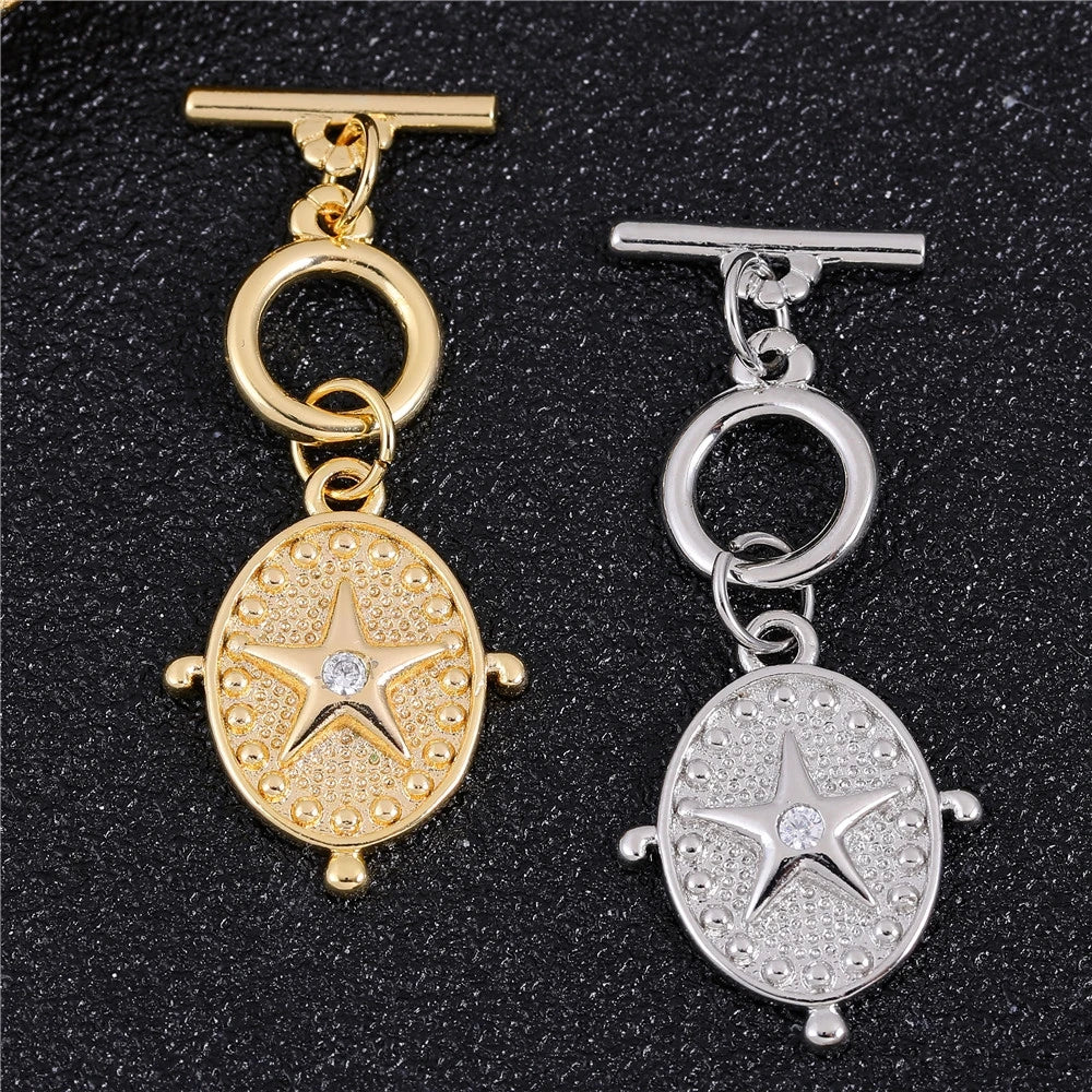 Juya Handmade 18K Gold Silver Plated Fastener Bail Connector Clasps Accessories For Needlework Pearls Beads Jewelry Making