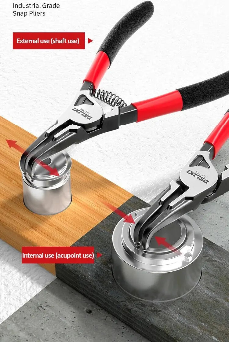 DELIXI ELECTRIC 5-In Circlip Pliers,Needle nose Pliers,Retaining Ring Pliers,for Removing Installing Puller Locking Rings Shafts