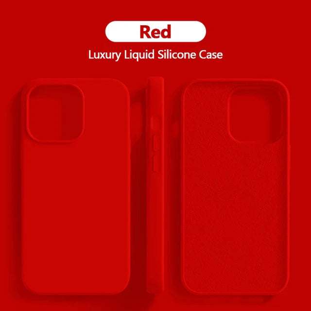 Original For iPhone 15 14 13 12 11 Pro Max Mini Case Liquid Silicone Soft Cover XR X XS 8 Plus Shockproof Protective Phone Cases