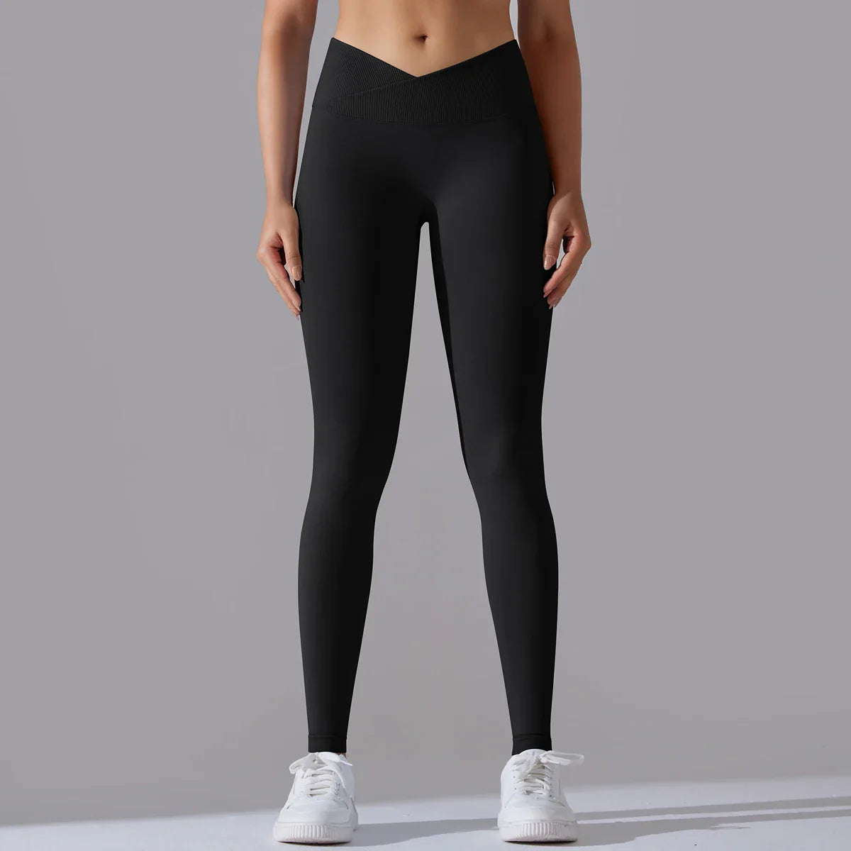 Crossover Waist Women Yoga Leggings Hips Lifting Gym Leggings Seamless Sport Pants High Waist Fitness Leggings Workout Running