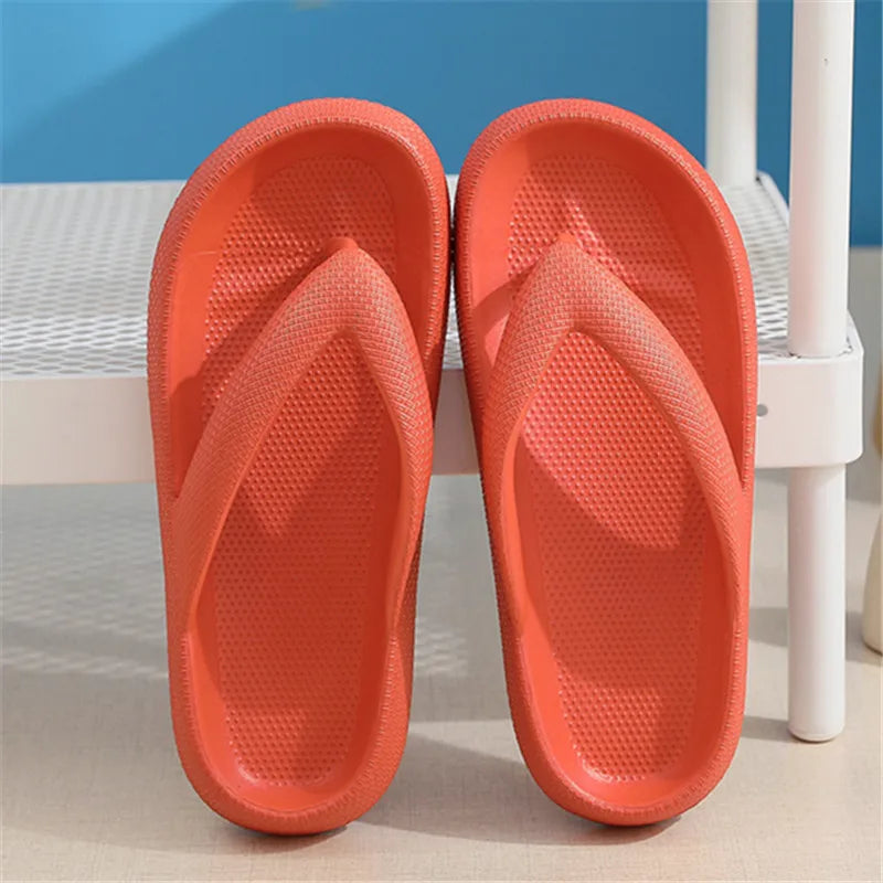 Rimocy Soft Sole EVA Women's Flip Flops 2023 Summer Beach Non-slip Cloud Slippers Women Thick Platform Clip Toe Bathroom Slides