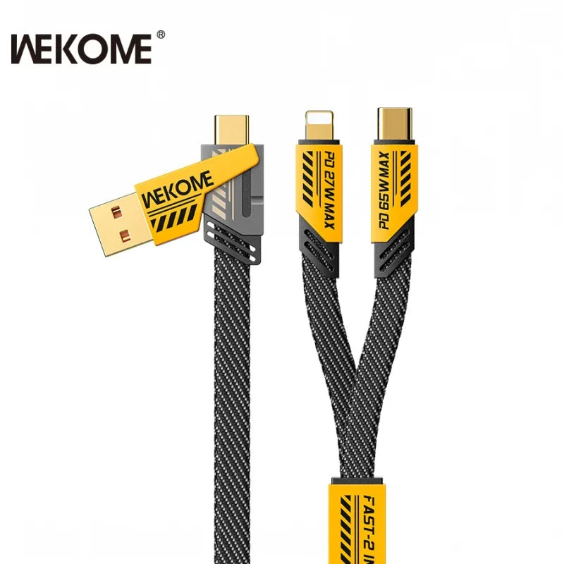 Four-in-one Multi-function Data Cable, USB-A/IPH/TYPE-C Port Conversion, Suitable for Charging Various Mobile Phone Models.