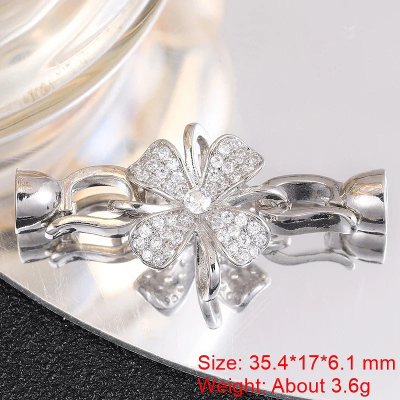 Juya Handmade 18K Gold Silver Plated Fastener Bail Connector Clasps Accessories For Needlework Pearls Beads Jewelry Making