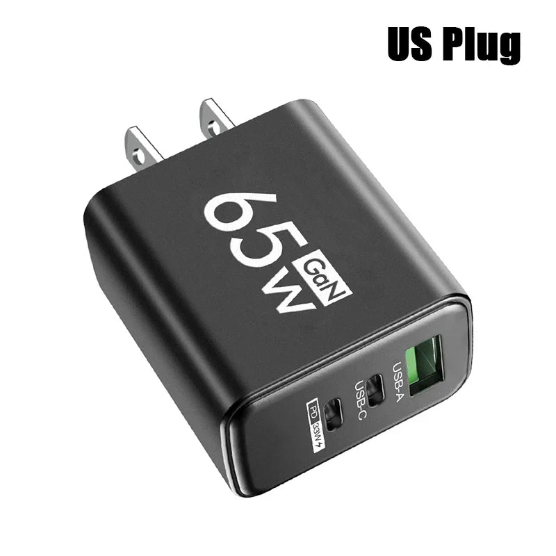 GaN Charger USB C PD Type C Quick Charge Mobile Phone Fast Charging Wall Adapter for iPhone 15 Xiaomi 14 Huawei 60 Portable