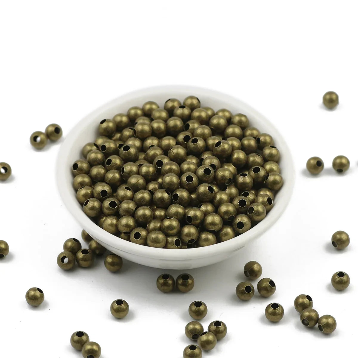 JHNBY Gold Plated Metal beads 2/3/4/5/6/8MM Round Iron Spacer Loose Beads For Jewelry Bracelets Necklace Making DIY Accessories