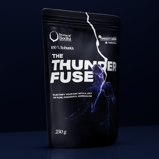 Beans of Bodhi - The Thunder Fuse Coffee | 100% Wayanad Robusta | Intense Caffeine Punch, Chocolate & Nutty