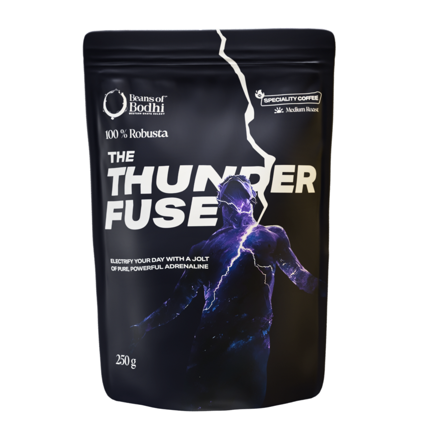 Beans of Bodhi - The Thunder Fuse Coffee | 100% Wayanad Robusta | Intense Caffeine Punch, Chocolate & Nutty