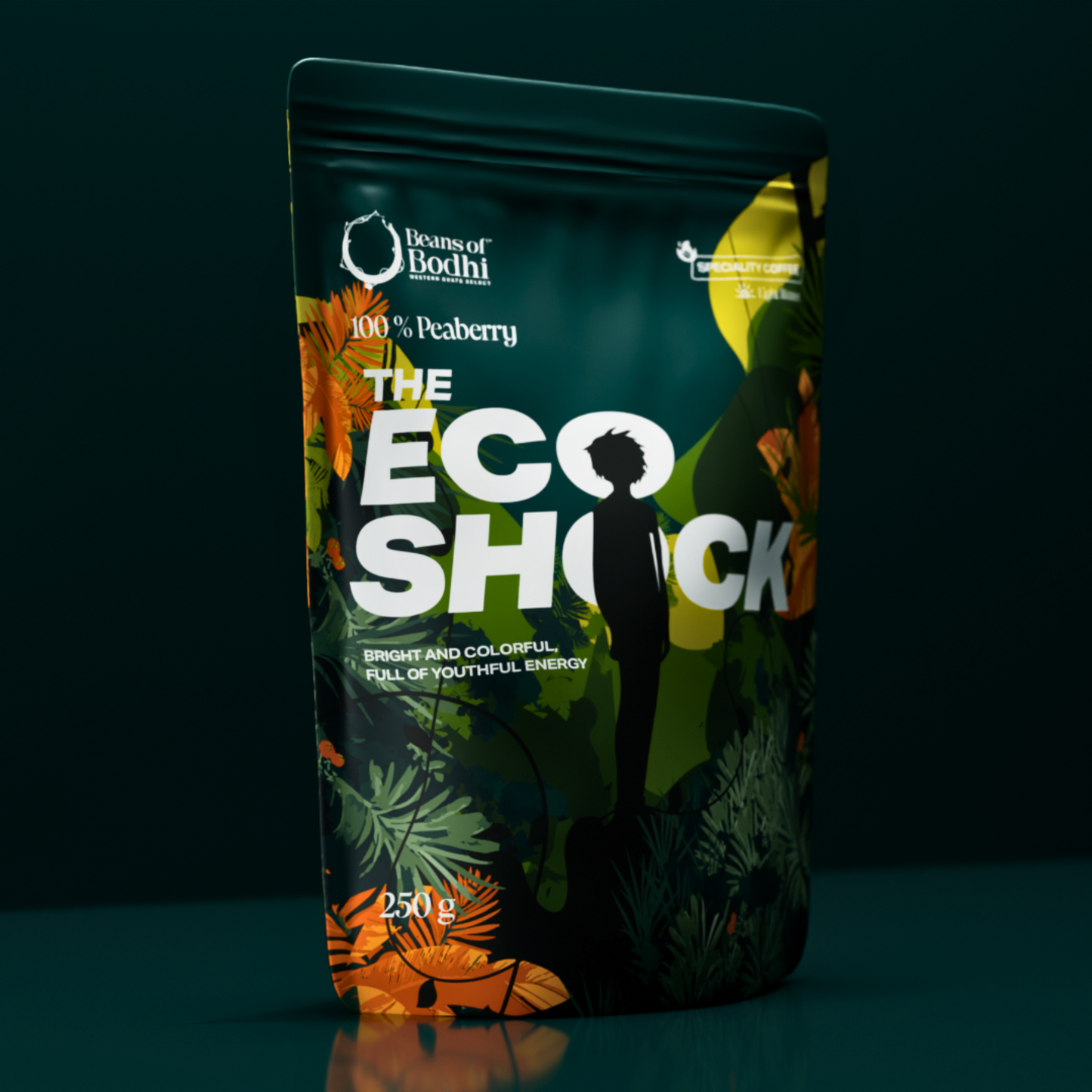Beans of Bodhi - The Eco Shock | 100% Peaberry Light Roast Coffee | Rich, Sweet & Smooth