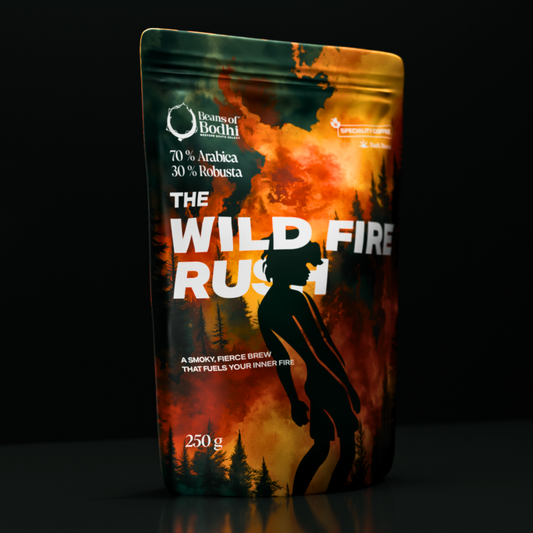 Beans of Bodhi - The Wild Fire Rush Dark Roast Coffee | 70% Arabica, 30% Robusta | Smoky & Intense Blend