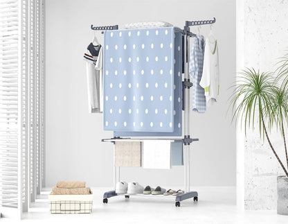 Airer Clothes Drying Rack,4-Tier Foldable Clothes Hanger Adjustable Large Stainless Steel Garment Laundry Racks for Indoor Outdoor