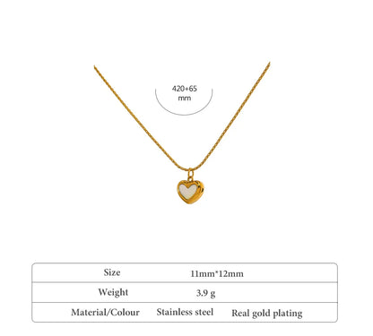 Yhpup Cute Heart Natural Shell Pendant Necklace 18 K Plated Stainless Steel Collar Necklace Gift Jewelry бижутерия для женщин