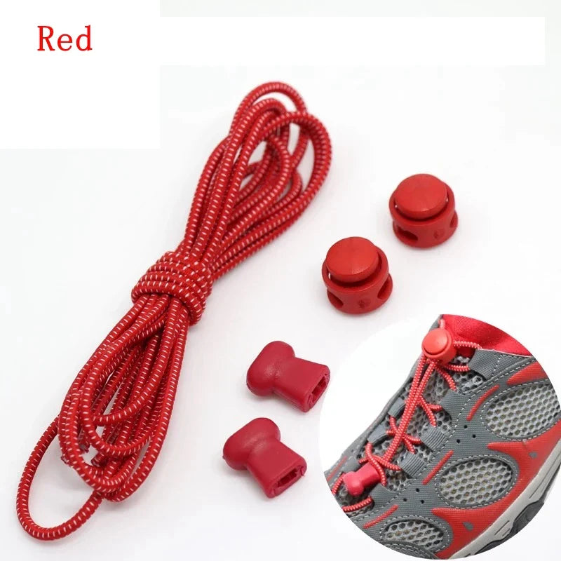 1 Pair 22 Colors Elastic Shoelaces Round Locking No Tie Shoe Laces Kids Adult Quick Lazy Laces Rubber Sneakers Shoelace T1