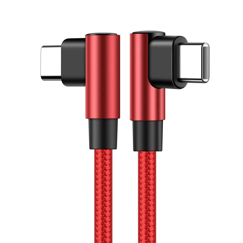 90 Degree Elbow Type-c Cables 20V 3A 60W PD Fast Charging Type C To Type C Male to Male USB Type-C Devices 0.2m  1m 2m 3m
