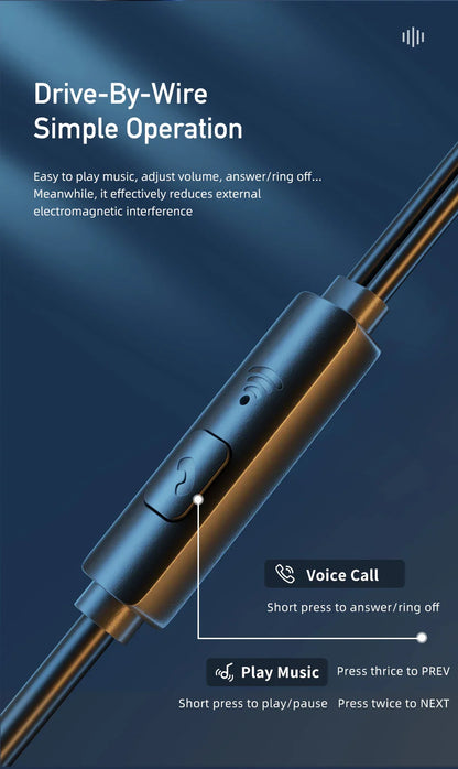 Awei PC-7T/PC-7 Wire-controlled Headset With Microphone Hands-free Calling Ergonomic Headphone Type-C Earphone For Smartphones